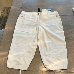 White House Black Market Cream Bermuda Shorts